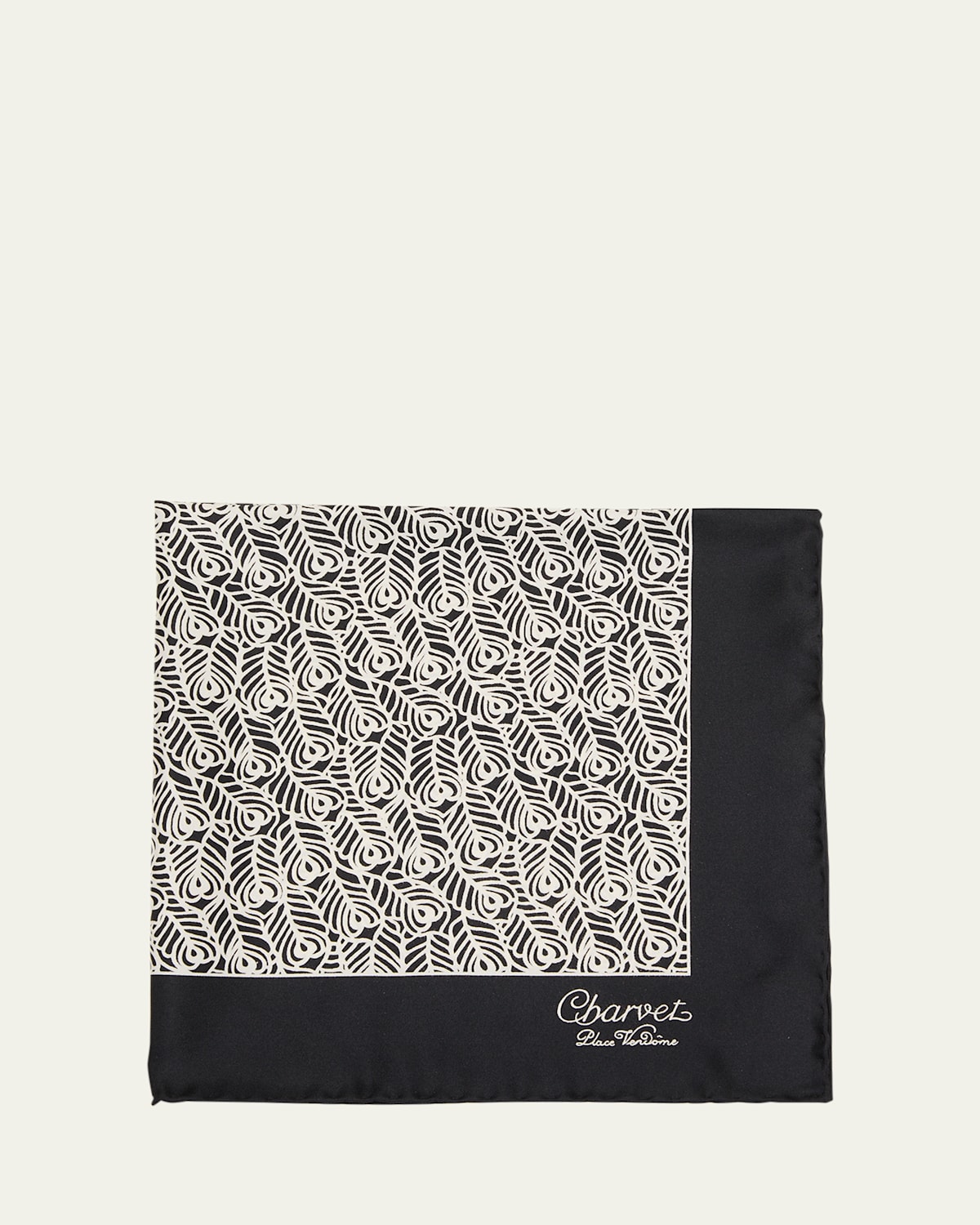 Charvet Men's Printed Silk Pocket Square In Black Pattern
