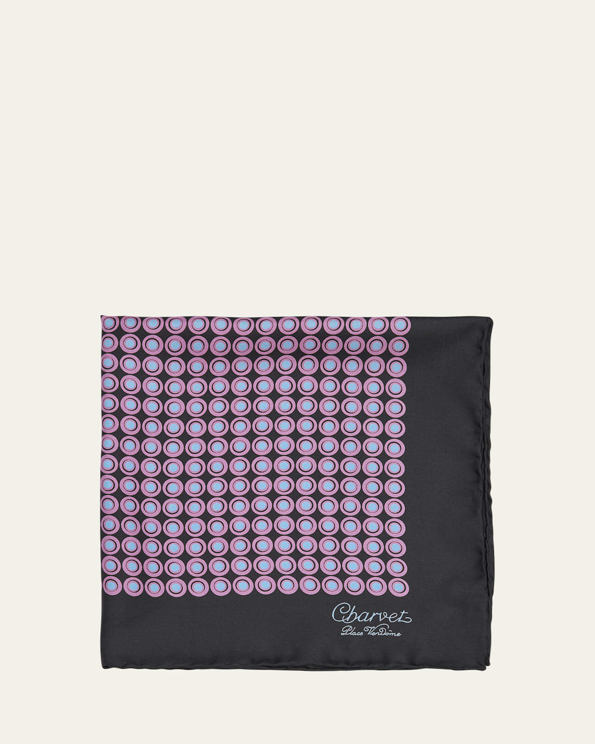 Charvet Men's Printed Silk Pocket Square In Black/purple