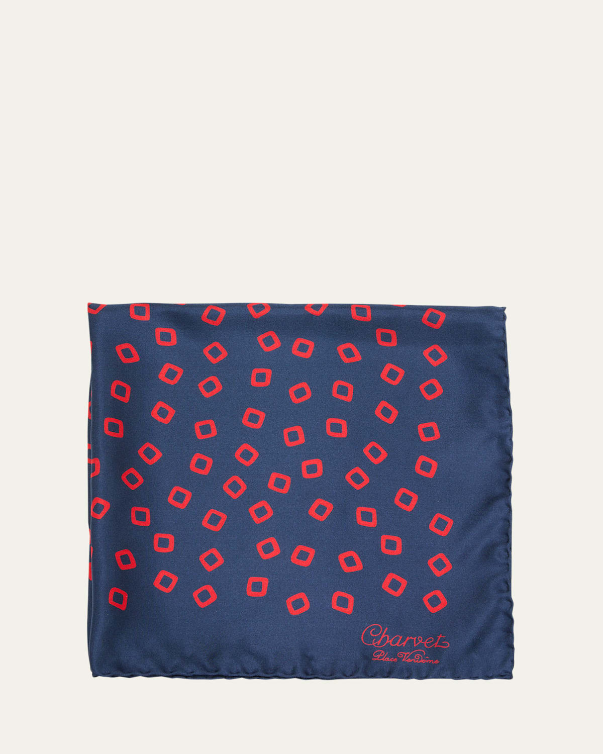 Charvet Men's Printed Silk Pocket Square In Blue/red