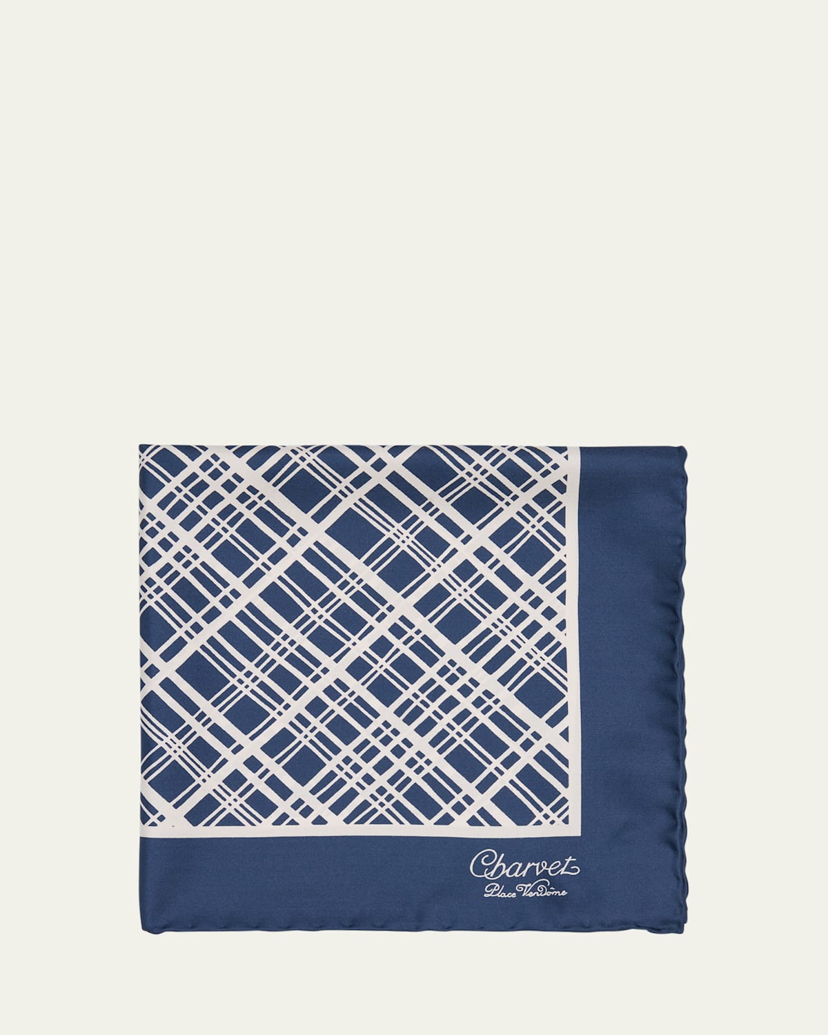 Charvet Men's Printed Silk Pocket Square In Blue/white