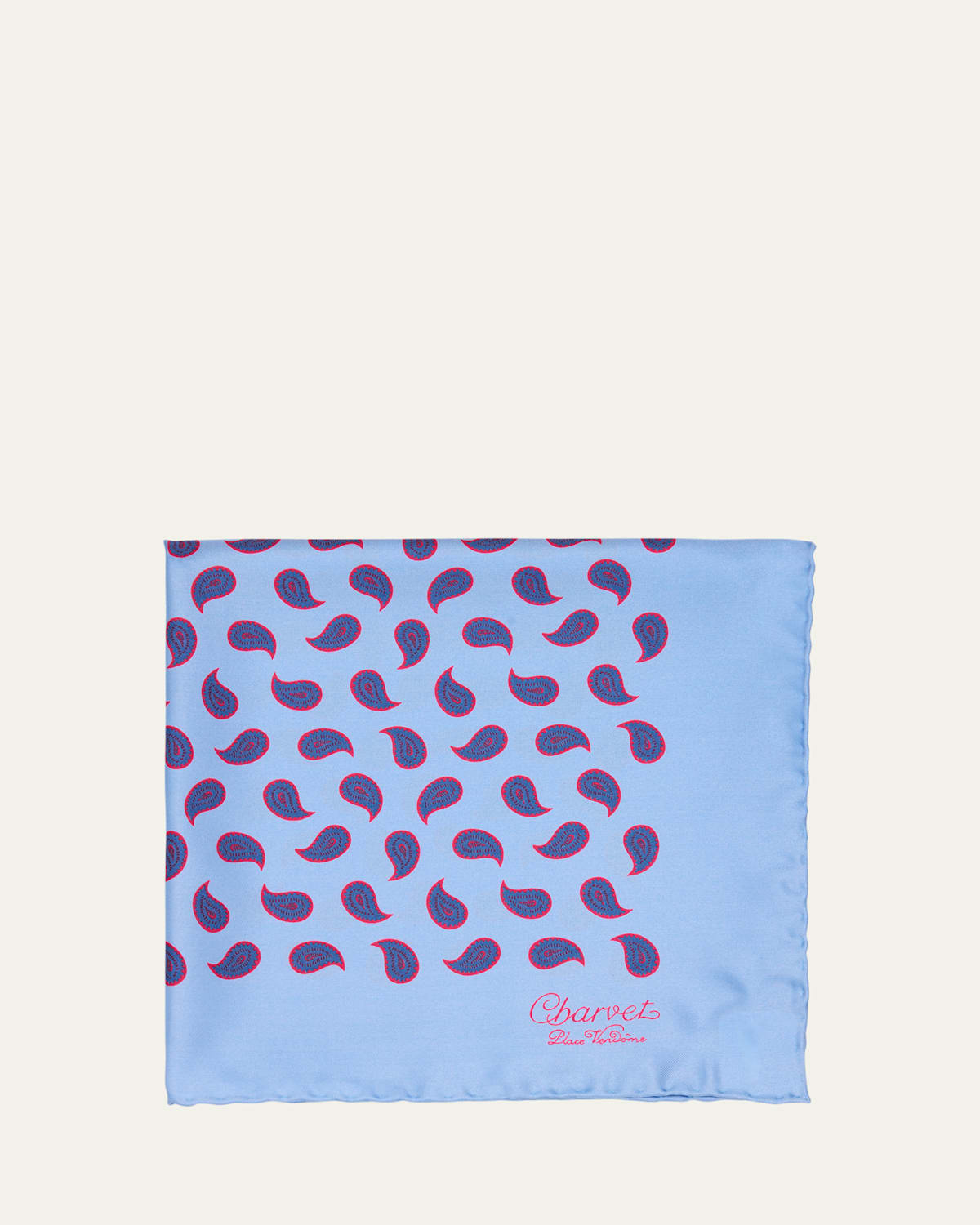Charvet Men's Printed Silk Pocket Square In Light Blue