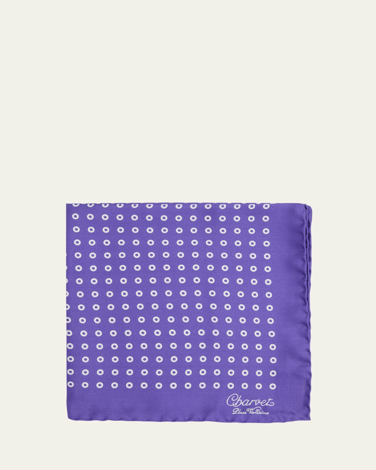 Charvet Men's Printed Silk Pocket Square In Purple/white