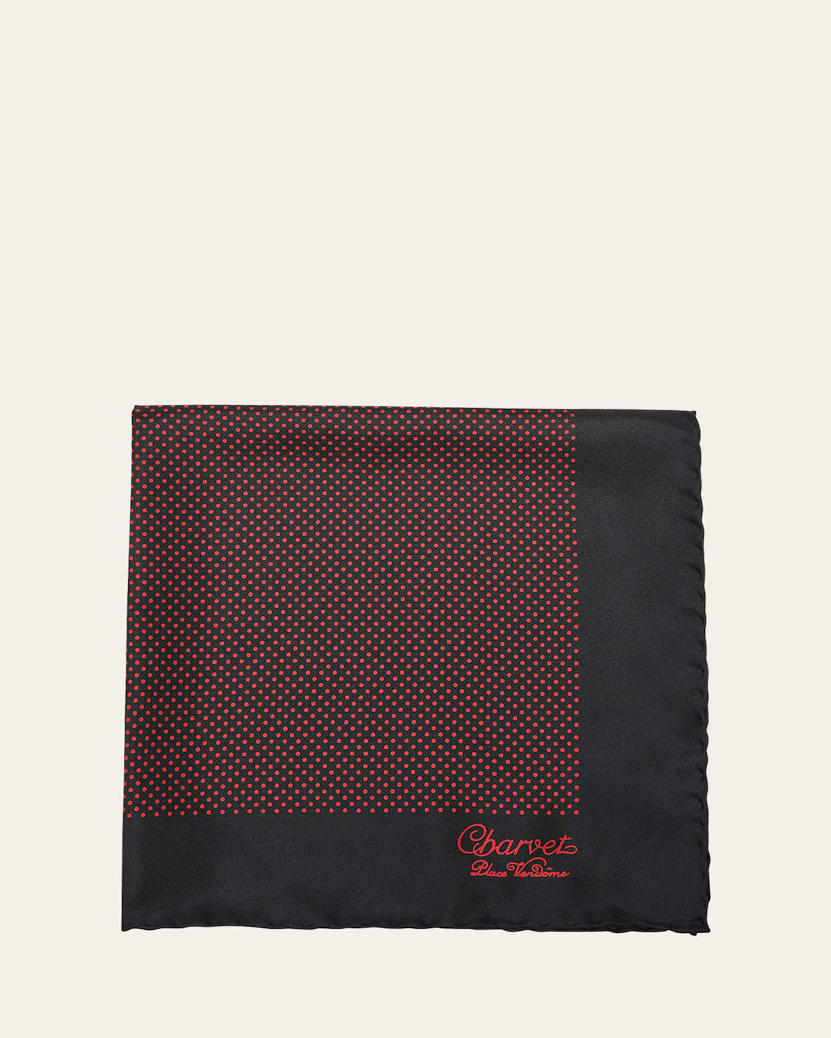Charvet Men's Silk Dot-print Pocket Square In Black/red
