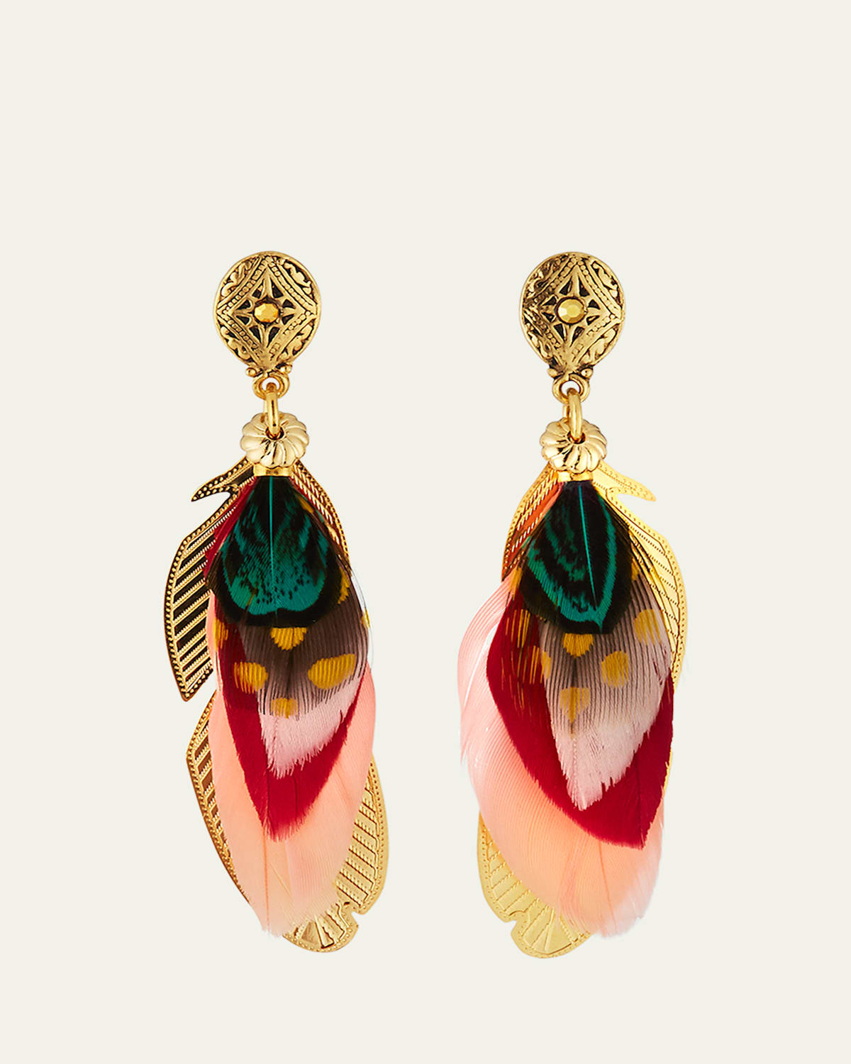 Sao Feather Drop Earrings