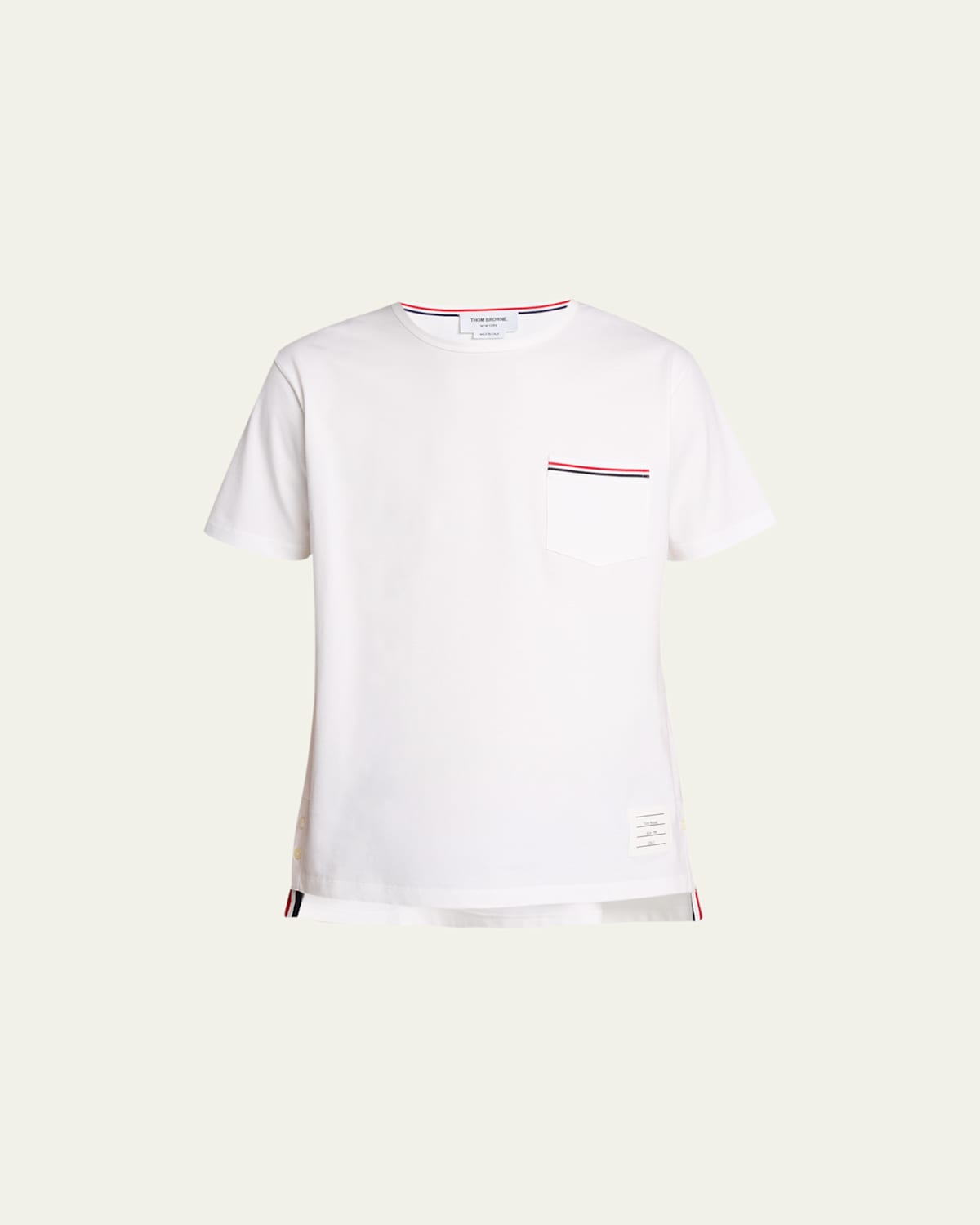Shop Thom Browne Short-sleeve Logo Pocket T-shirt In White