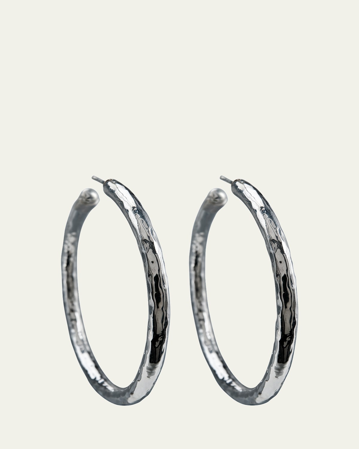 Ippolita Large Hammered Hoop Earrings in Sterling Silver | Thumbnail 4