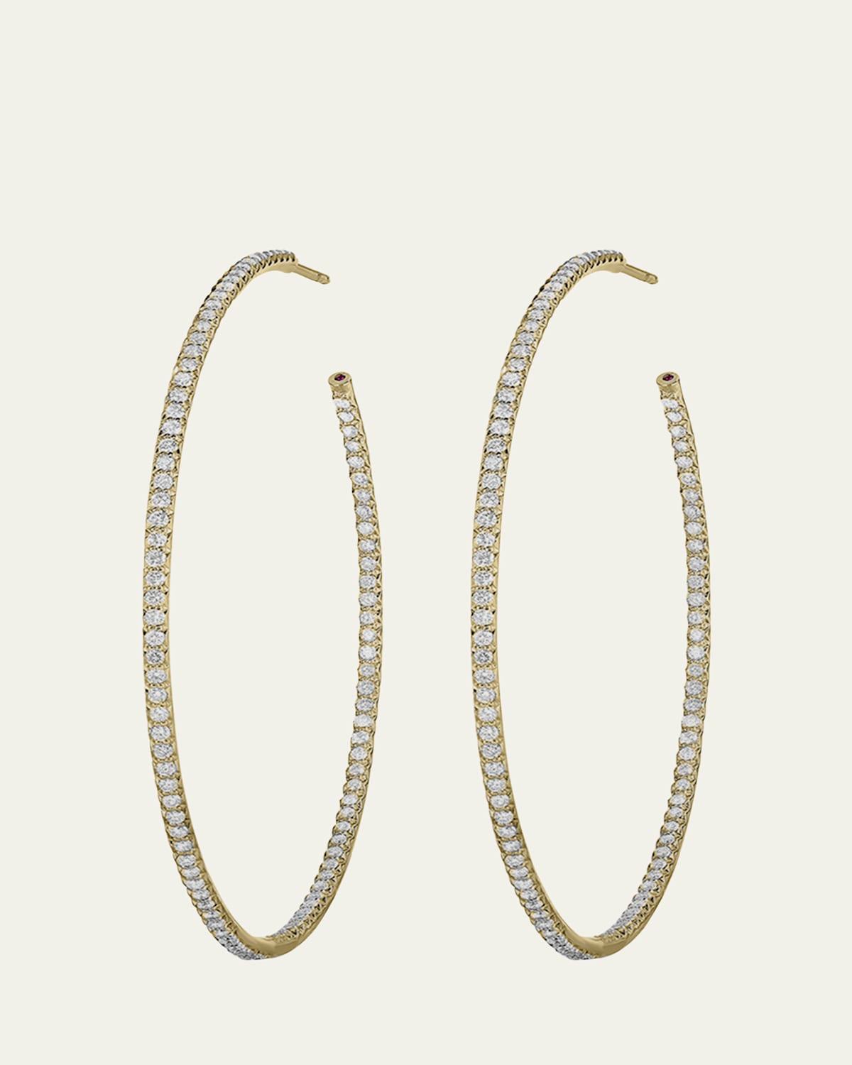 Roberto Coin 55mm Micro Diamond Hoop Earrings, 2ct