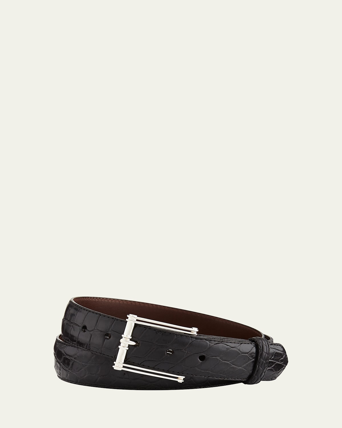 Matte Alligator Belt with Sterling Silver Buckle (Made to Order)