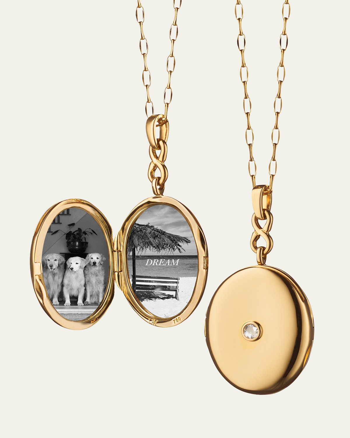 Monica Rich Kosann Infinity Diamond and Gold Locket Necklace