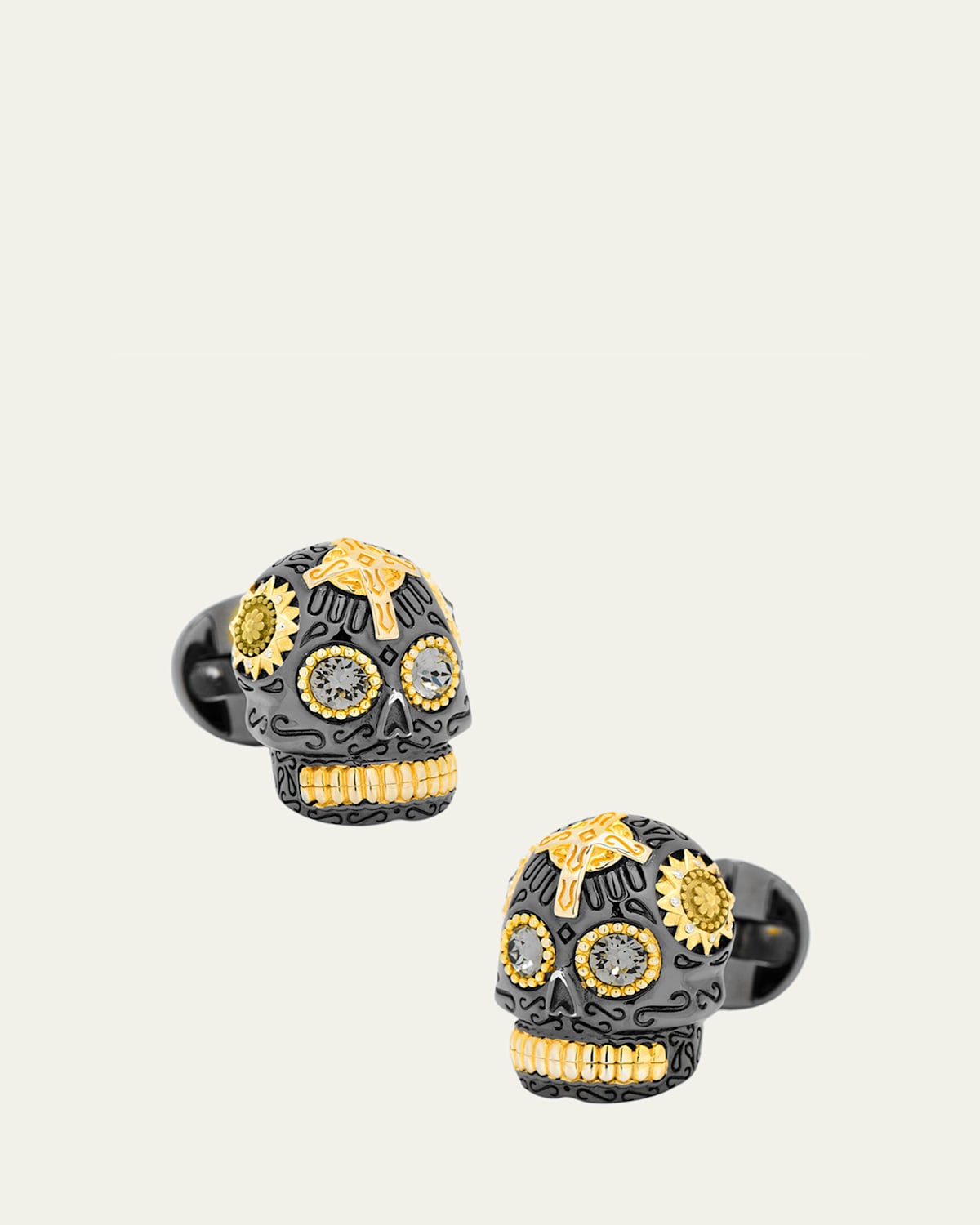 Cufflinks Inc. 3D Day of the Dead Sugar Skull Cuff Links, Black/Gold | Thumbnail 3
