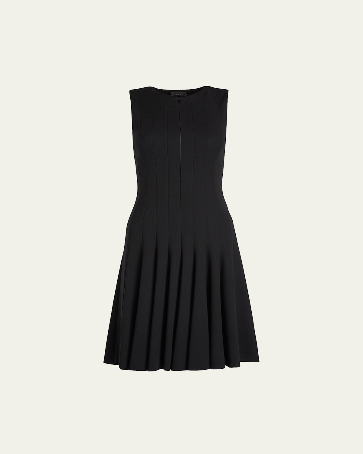 Akris Sleeveless Zip-front Seamed A-line Dress In Black