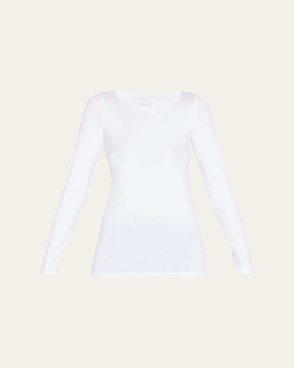 Majestic Soft Touch Marrow-edge Long-sleeve Top In White