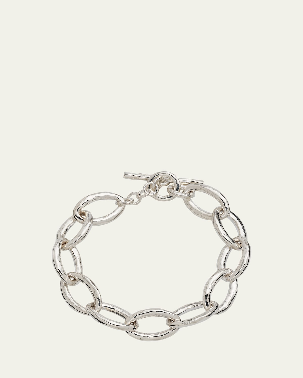 Mini Hammered Bastille Link Bracelet in Sterling Silver