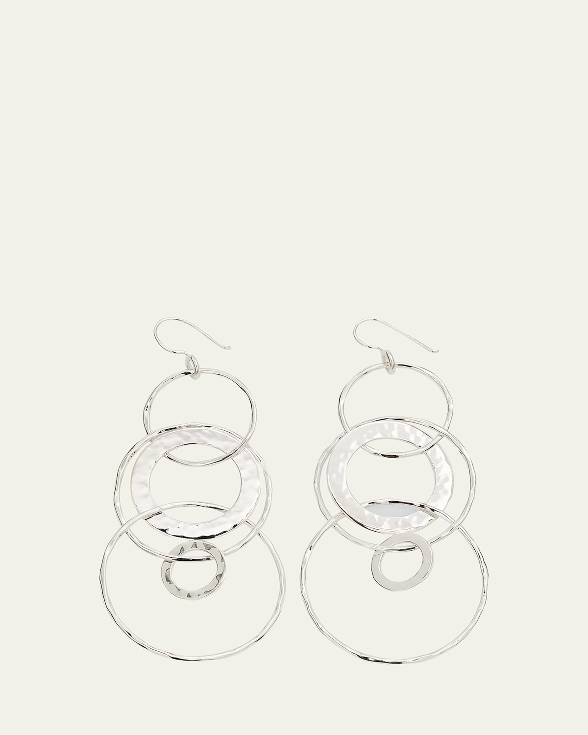 Jumbo Hammered Jet Set Earrings in Sterling Silver