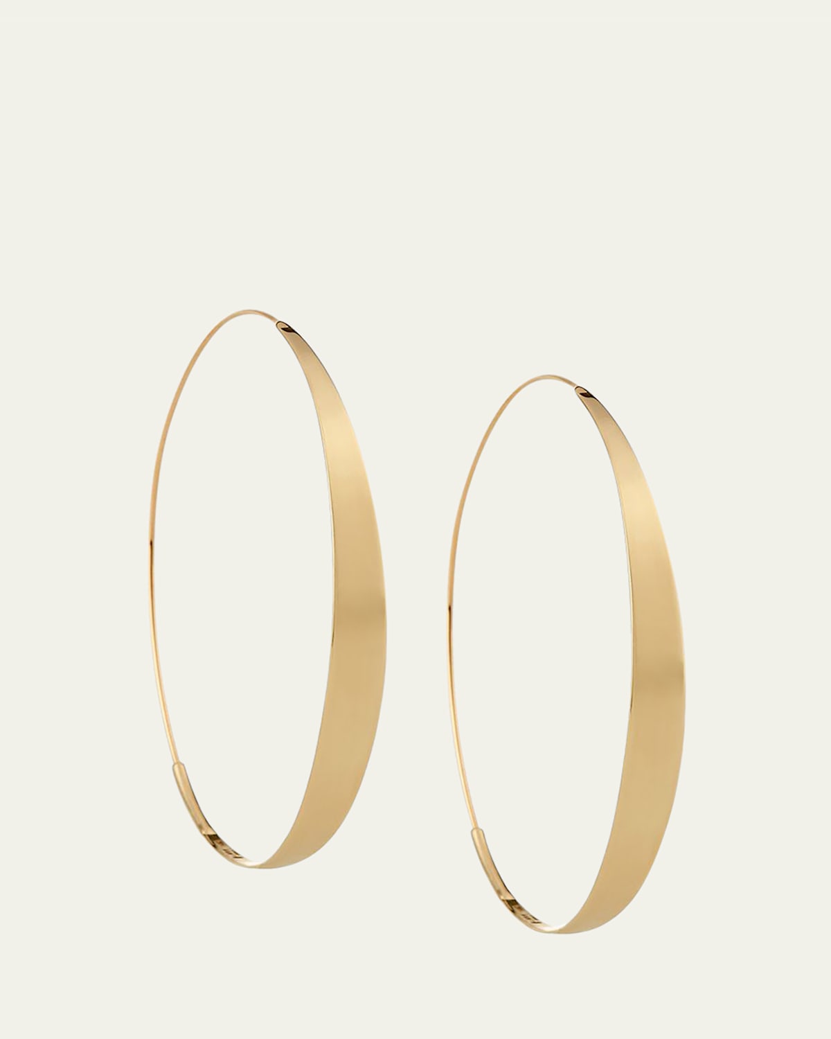 Large Narrow Flat Tag Hooked On Hoops Earrings