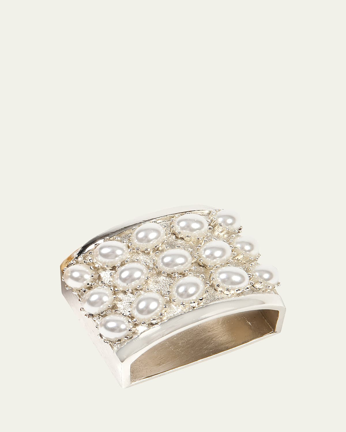 Nomi K Swarovski Pearl Studded Silver-Plated Napkin Ring, Set Of 4 | Thumbnail 4