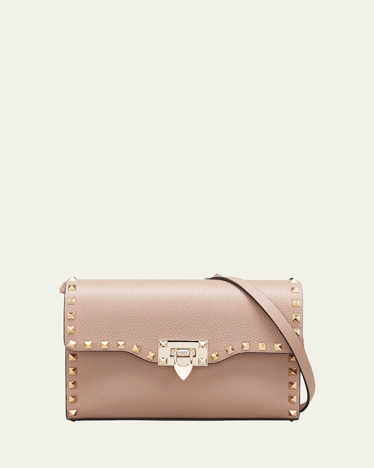 Valentino Garavani Rockstud Medium Shoulder Bag In Neutral