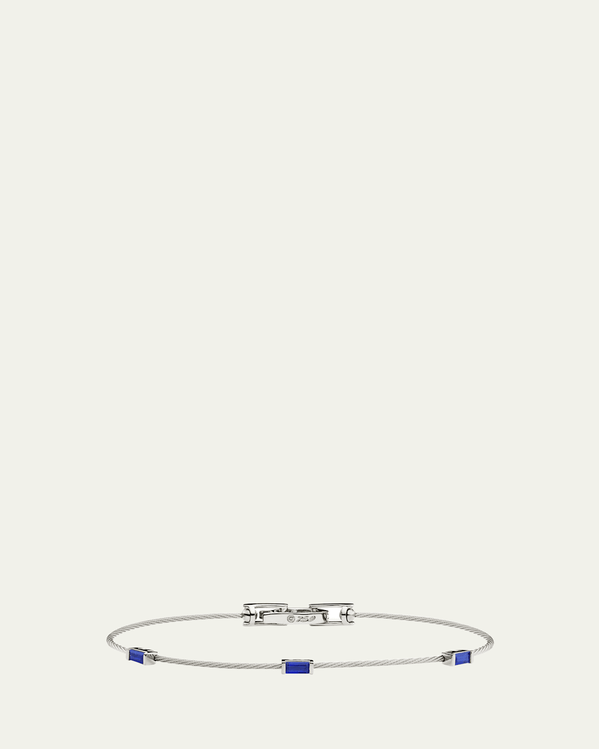 Unity 18K White Gold Wire Bracelet with Baguette Blue Sapphires