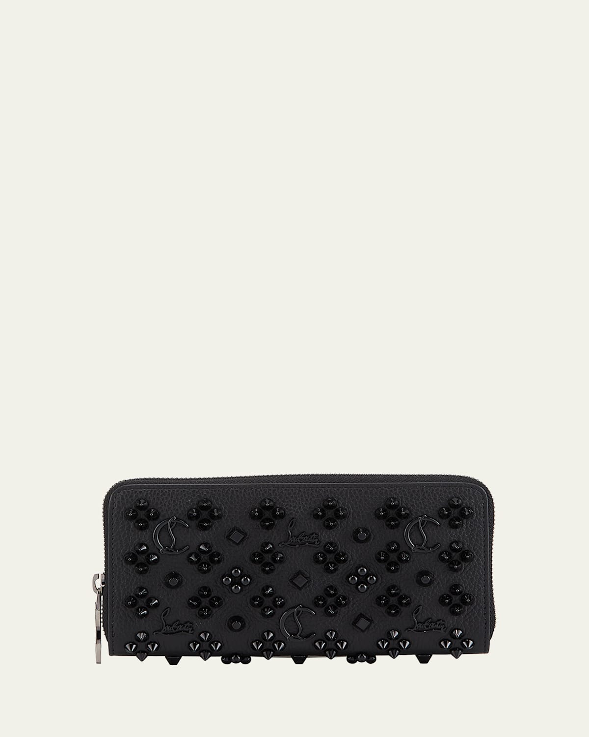 Christian Louboutin Panettone Wallet In Leather With Loubinthesky Spikes In Black