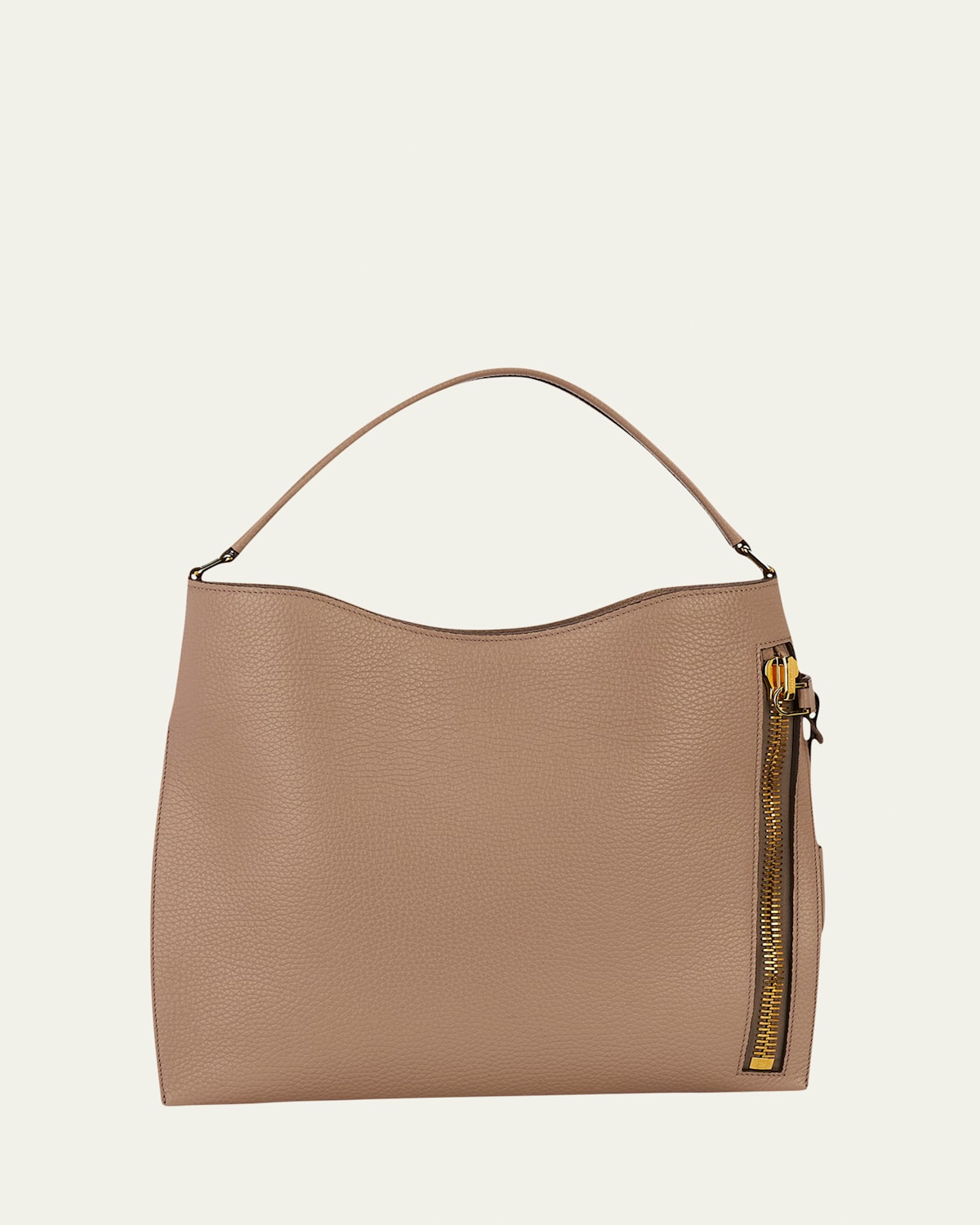 Tom Ford Alix Hobo Small In Grained Leather In Silk Taupe