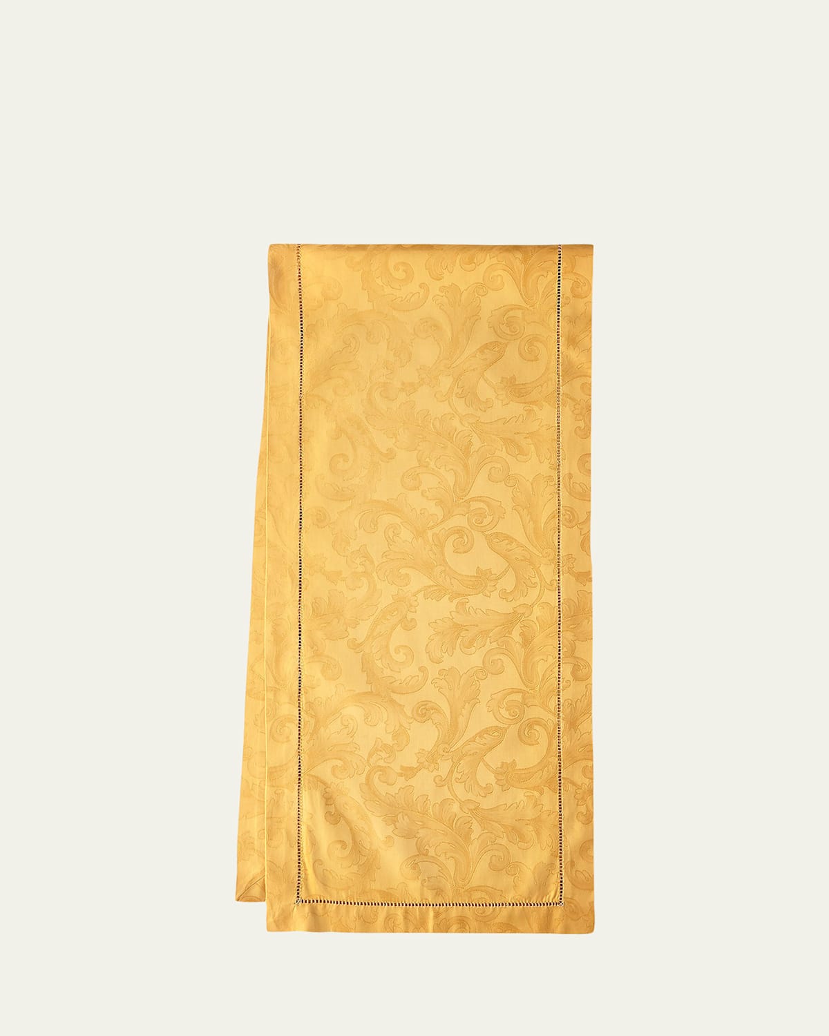Sferra Acanthus Jacquard Table Runner, 15" X 90" In Gold