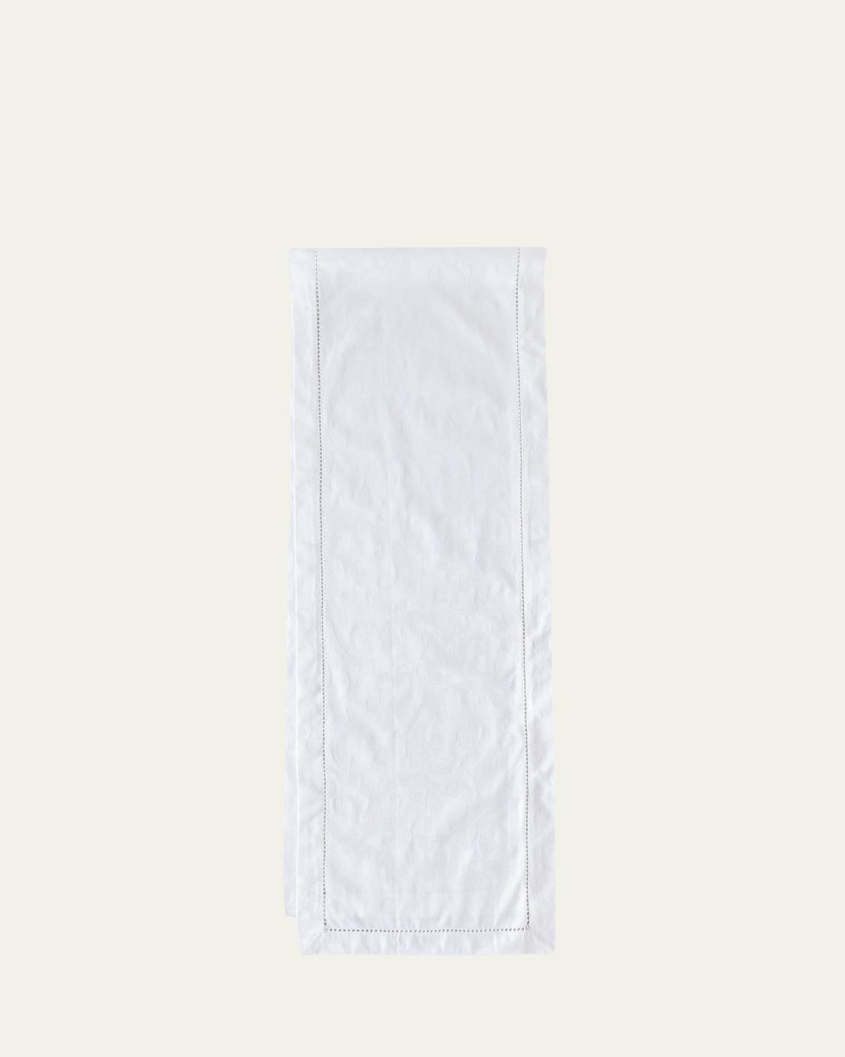 Sferra Acanthus Jacquard Table Runner, 15" X 72" In White
