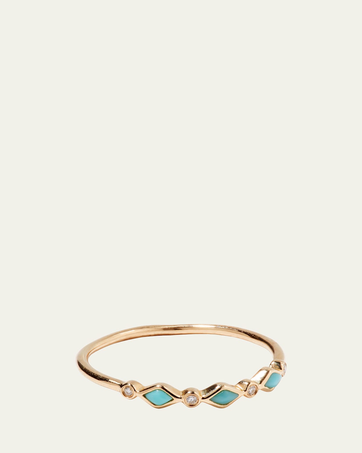 Turquoise Bezel & Diamond Stacking Ring