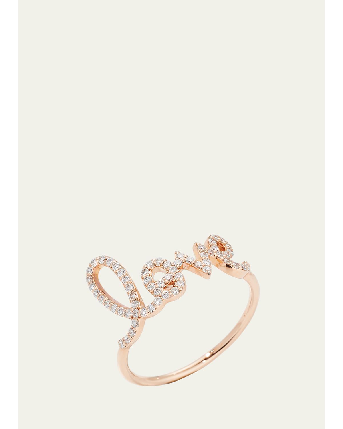 Large Love 14K Gold Ring with Diamonds
