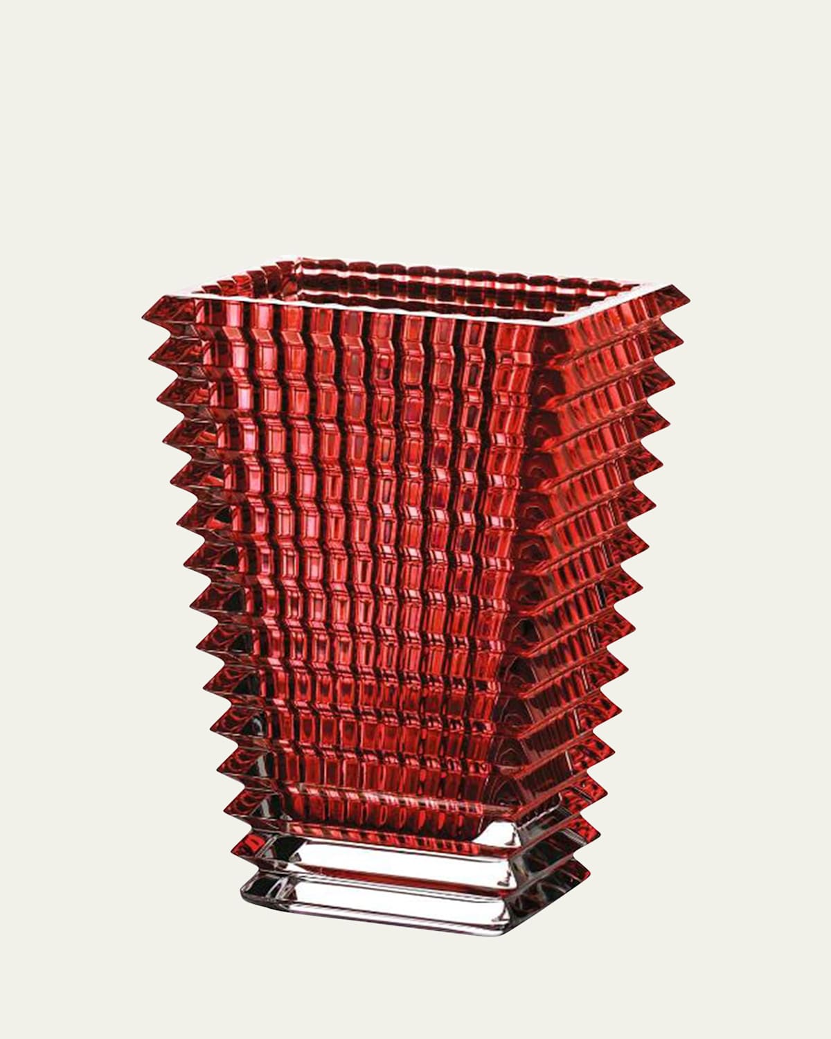 Baccarat Eye Small Rectangular Crystal Vase In Red