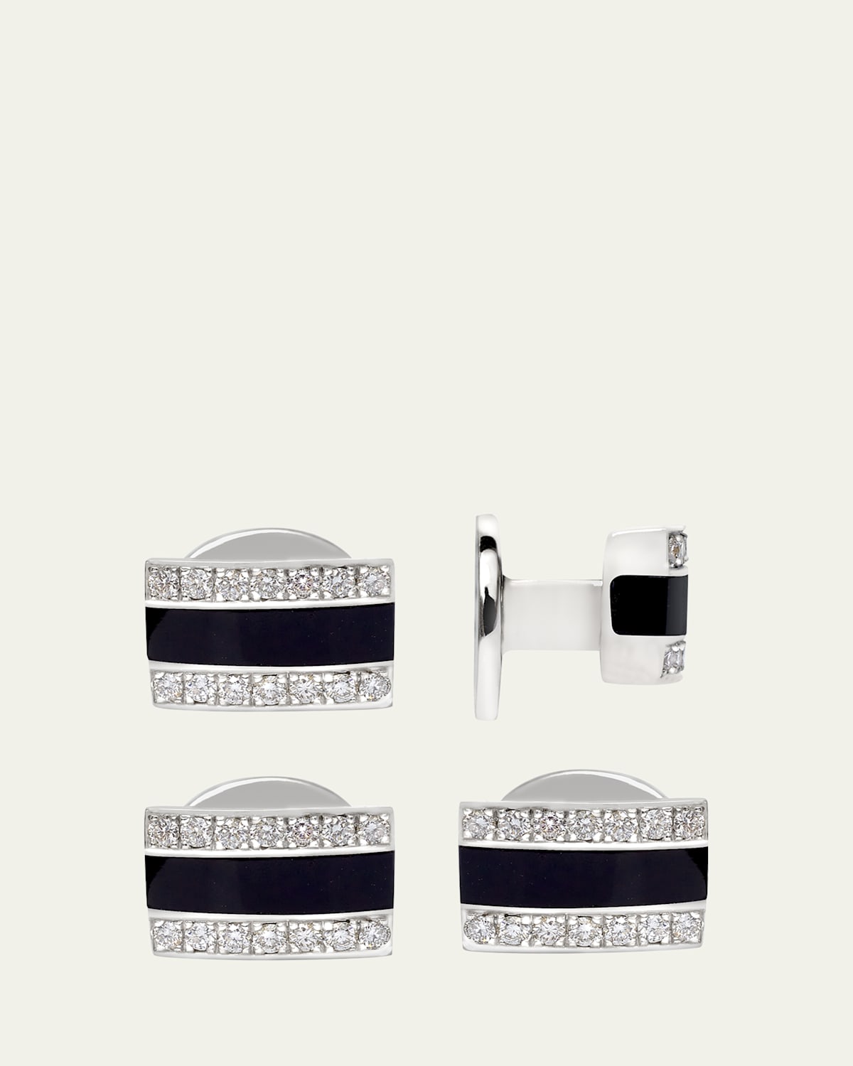 Bergdorf Goodman Men's Diamond and Onyx Shirt Studs in 14K White Gold