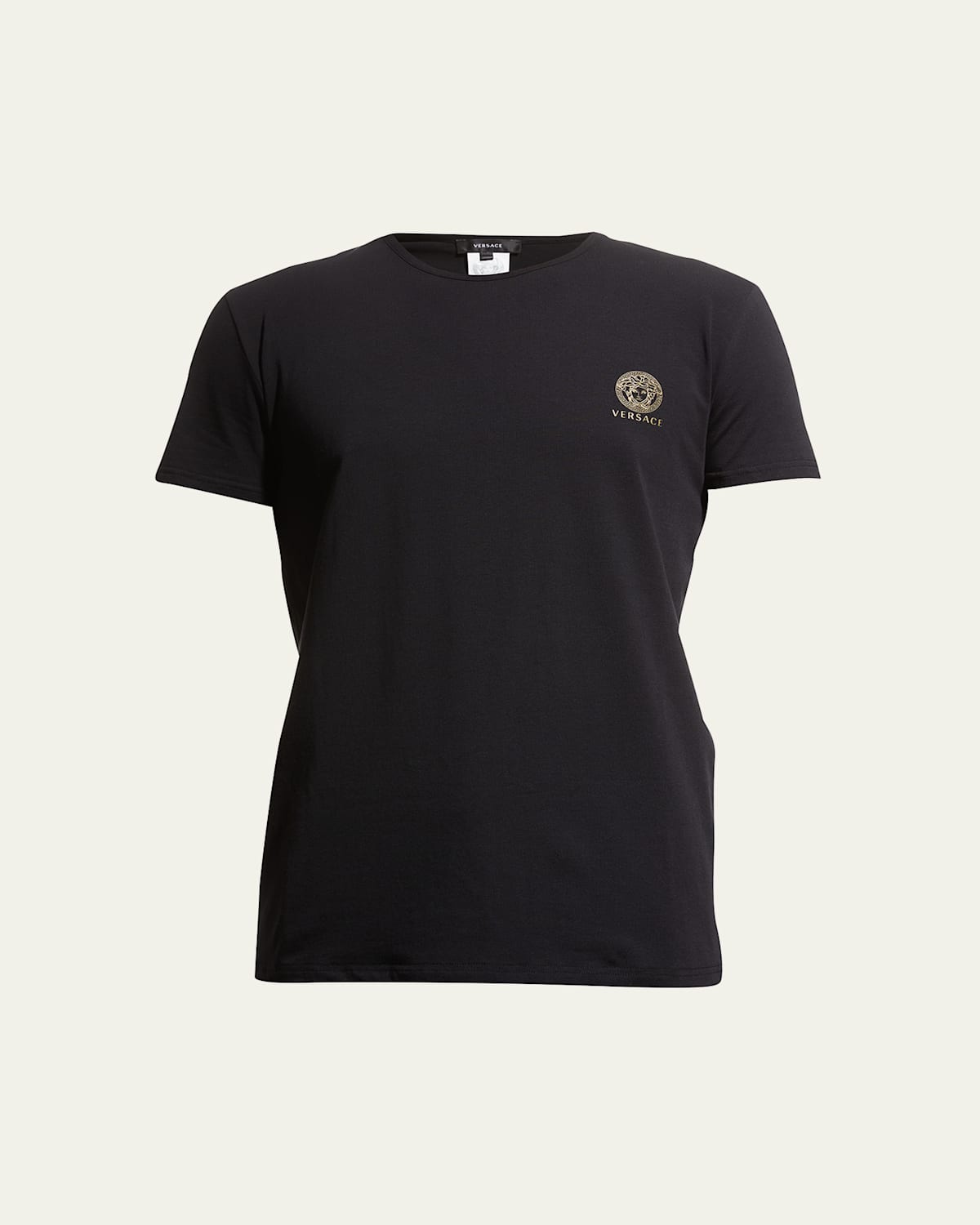 Versace White Crewneck T-shirt With Medusa Print On The Front In Cotton Stretch Man In Black
