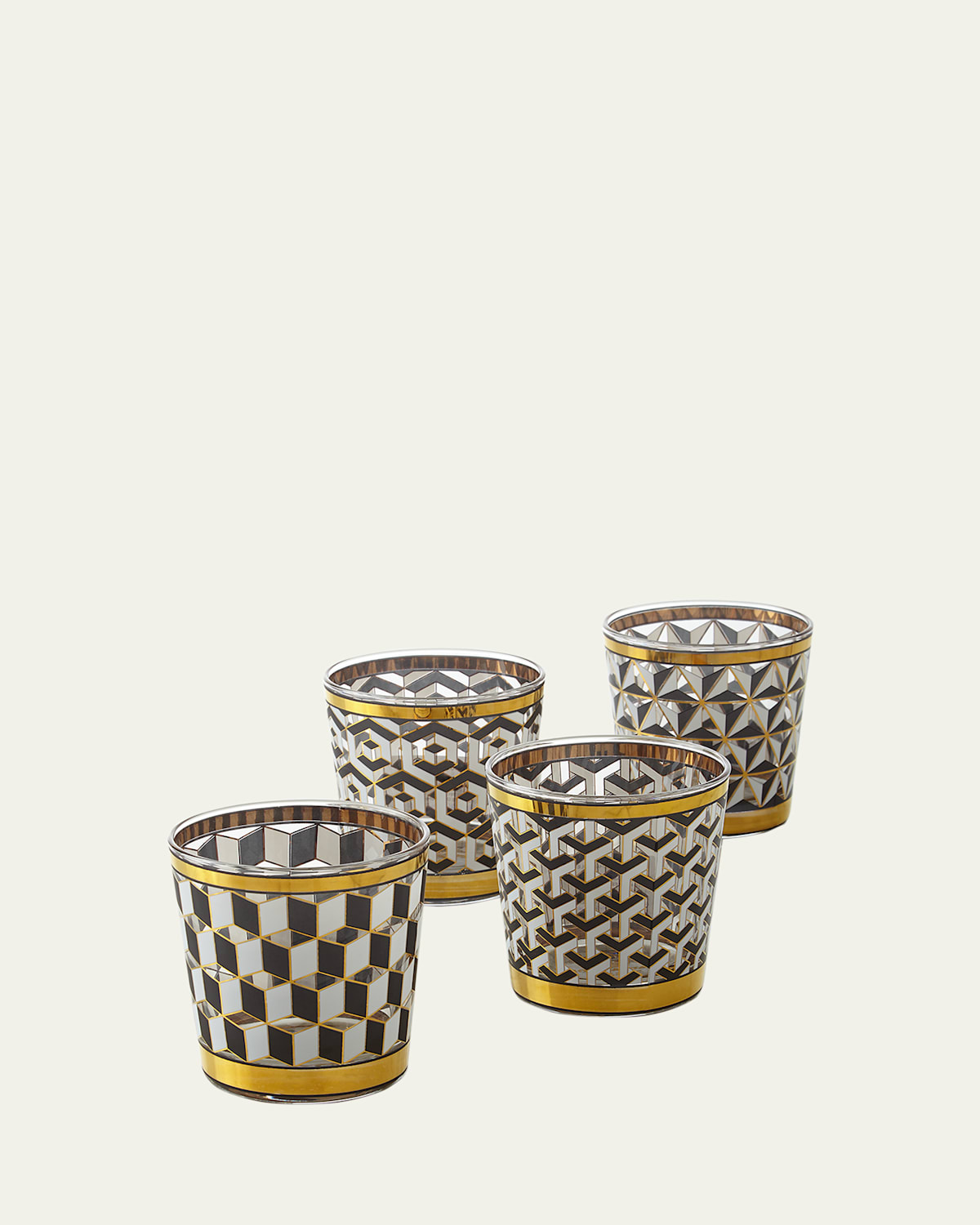 Jonathan Adler Boxed Versailles Glassware Set In Black/gold