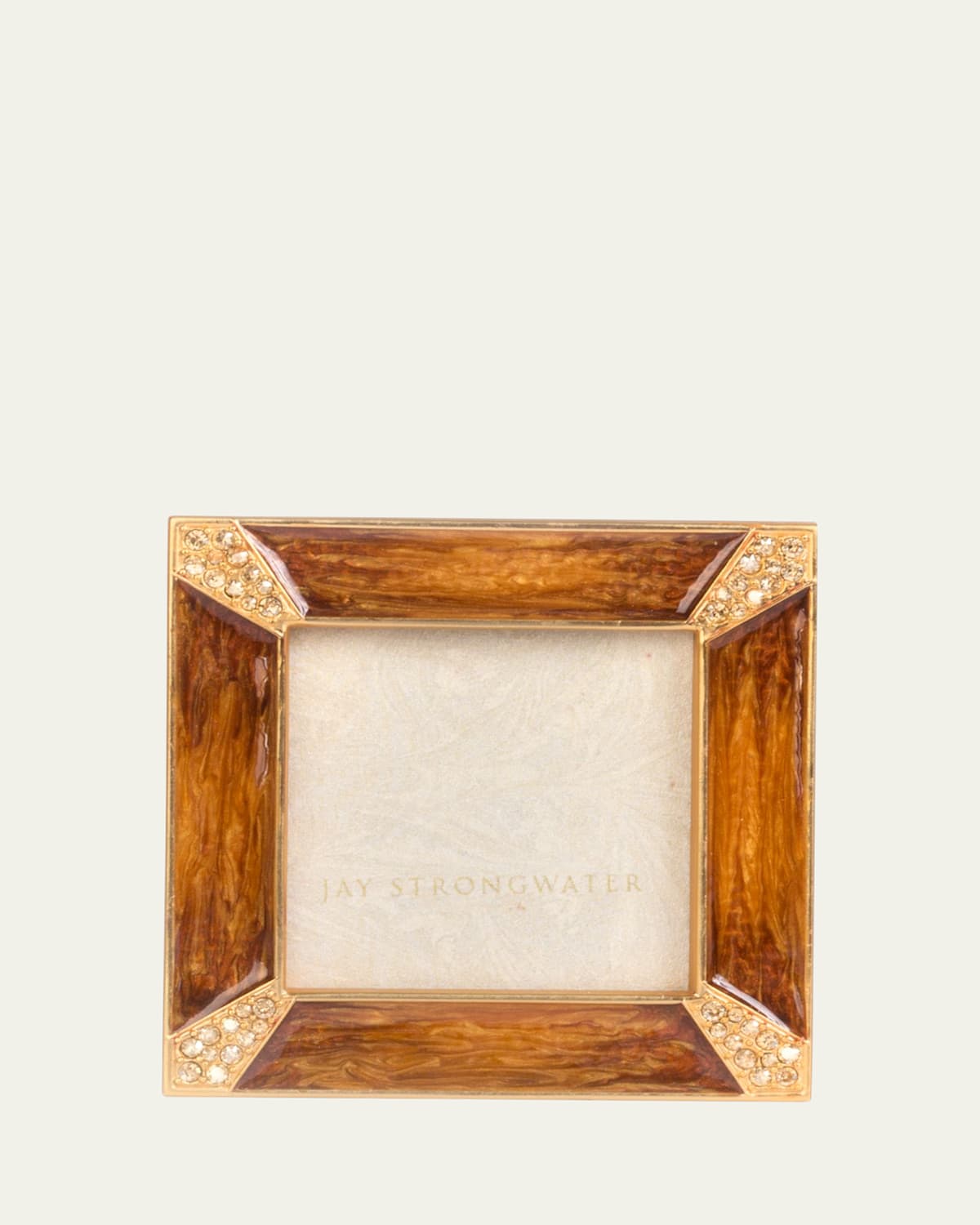 Jay Strongwater Leland Pave Corner Square Picture Frame, Medium Brown In Medium Brown