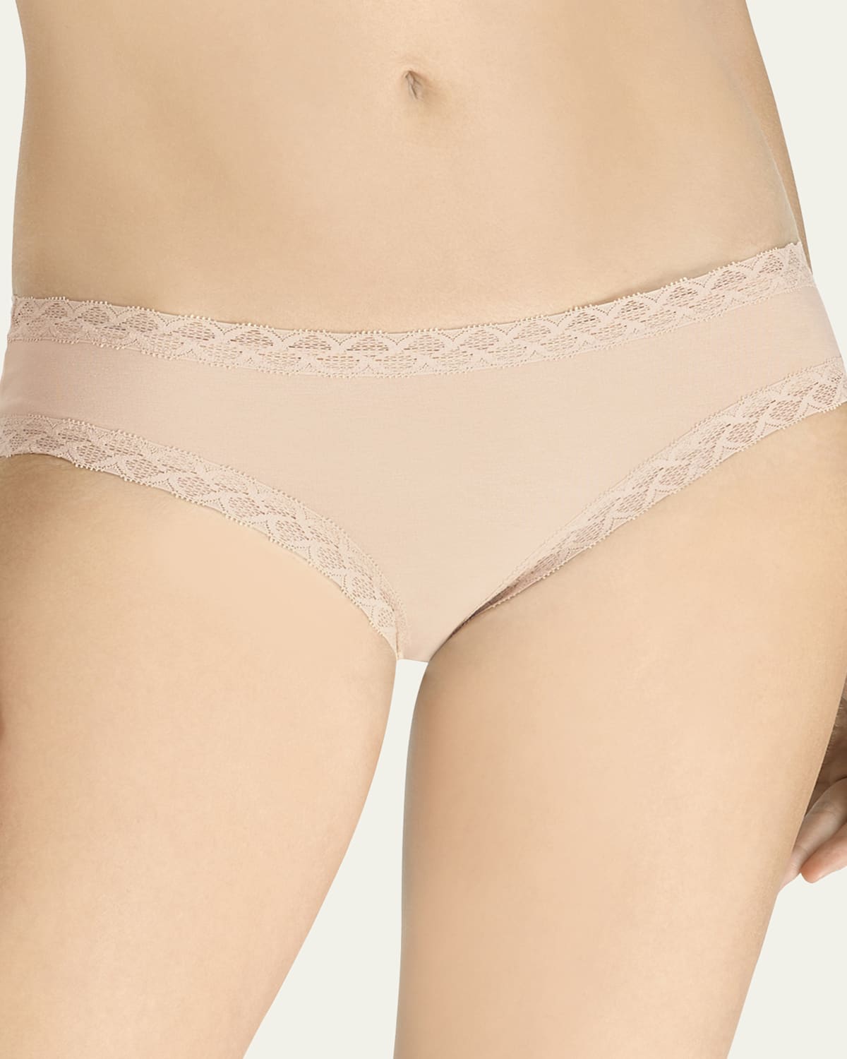 Natori Bliss Lace-trim Bikini Briefs In Brown
