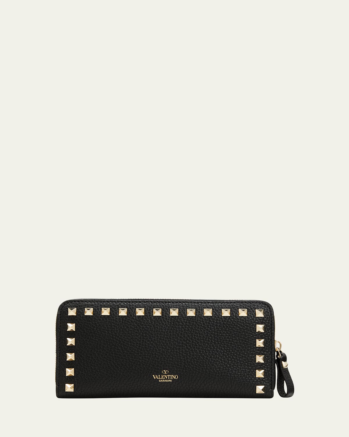 Valentino Rockstud-embellishment Zip-fastening Wallet In Black