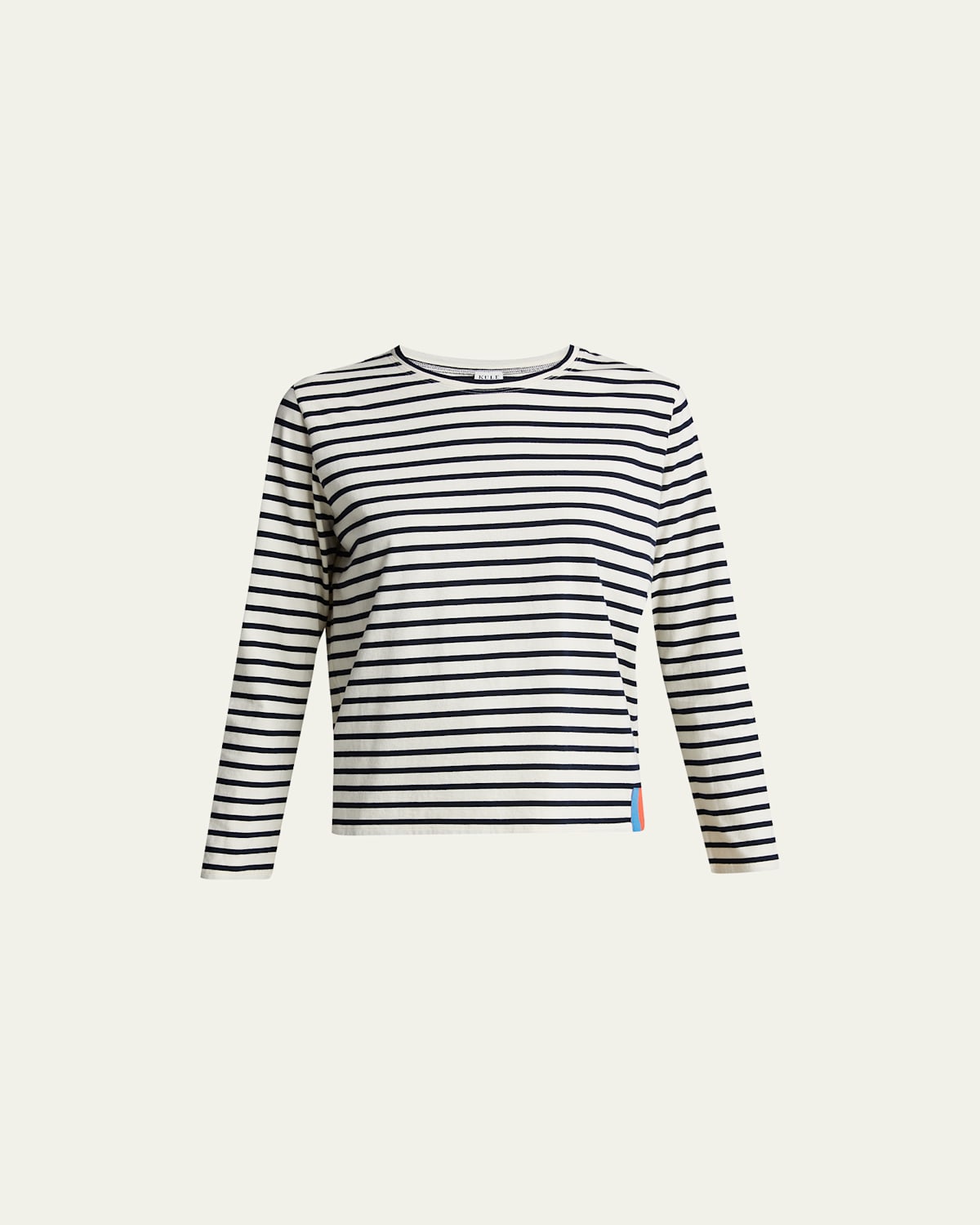 Crewneck Long-Sleeve Striped Cotton Top