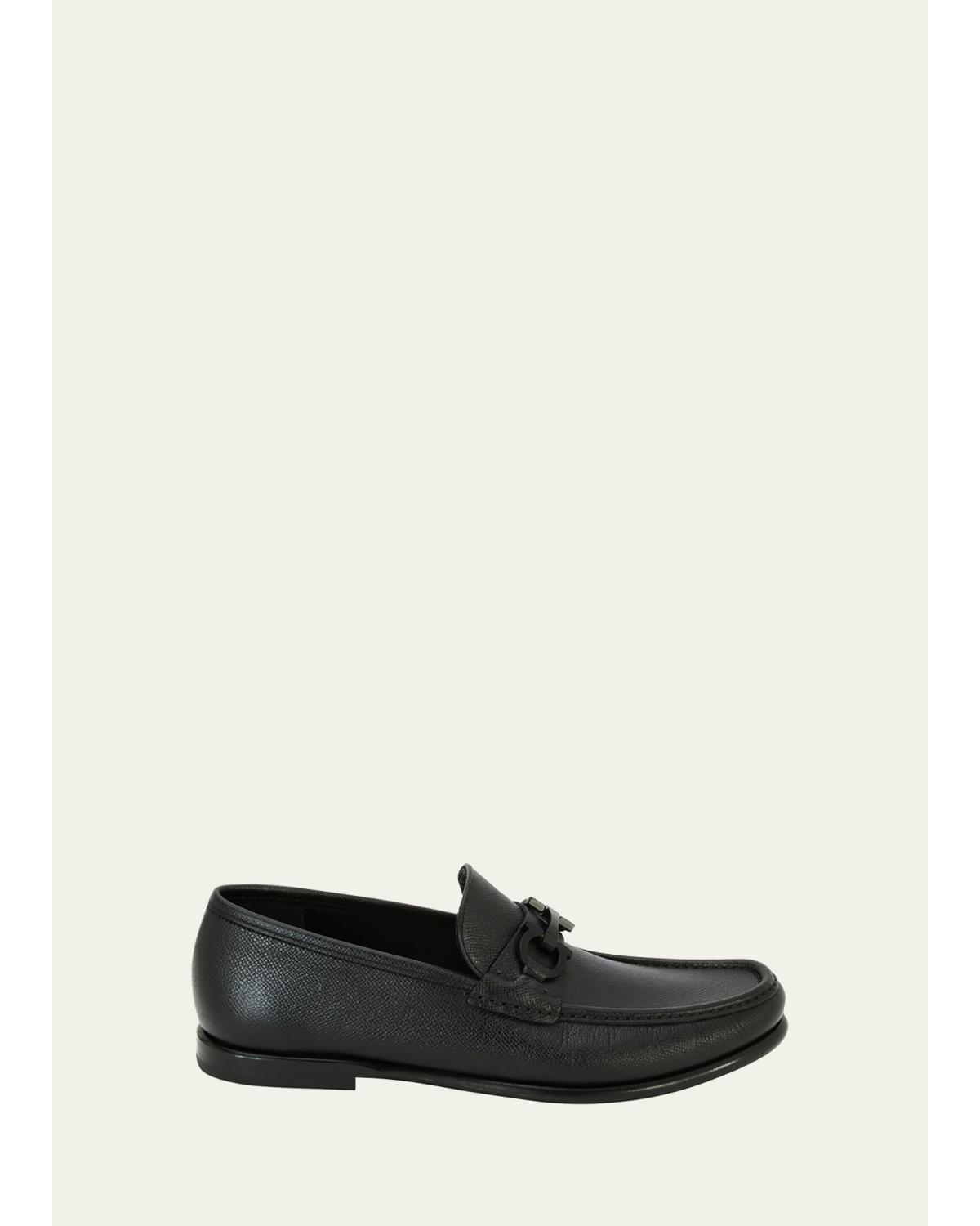 Men'S Crown Textured Leather Gancini Moccasin Loafers