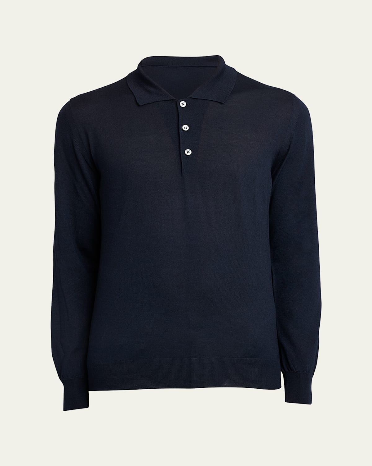 Men's Wool/Cashmere-Blend Long-Sleeve Polo Shirt