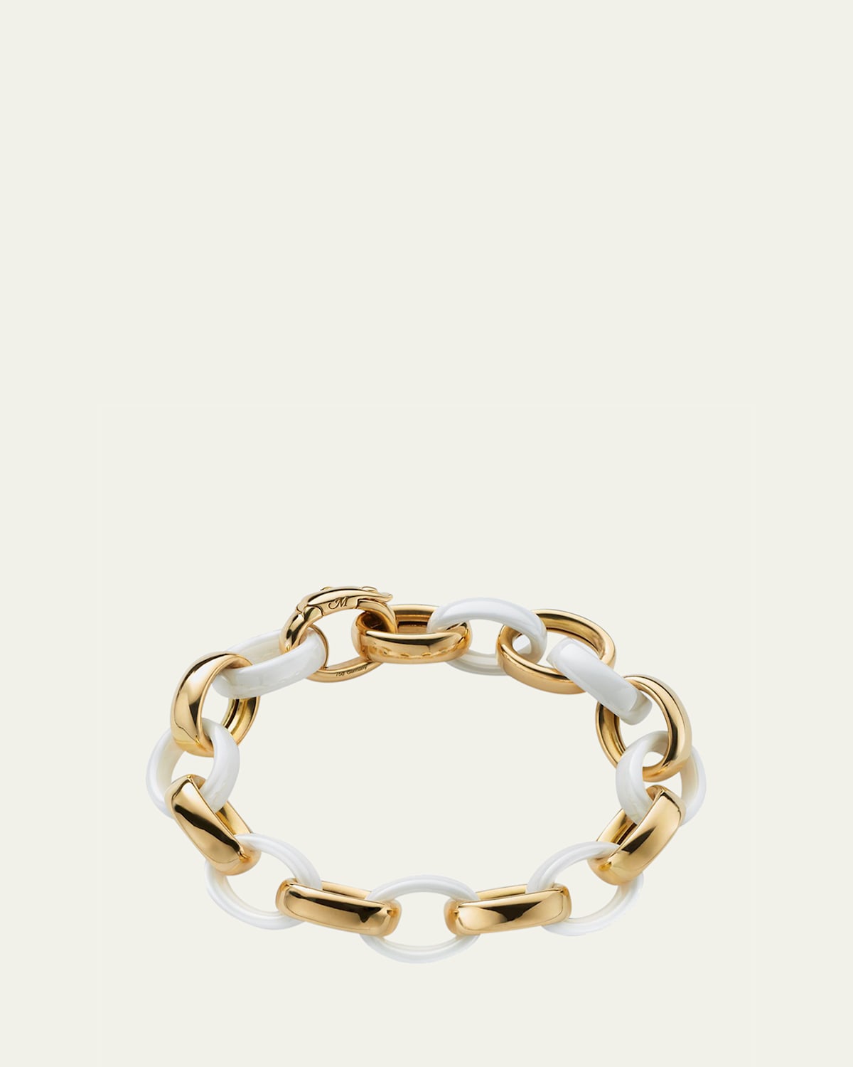 Yellow Gold & White Ceramic Link Bracelet