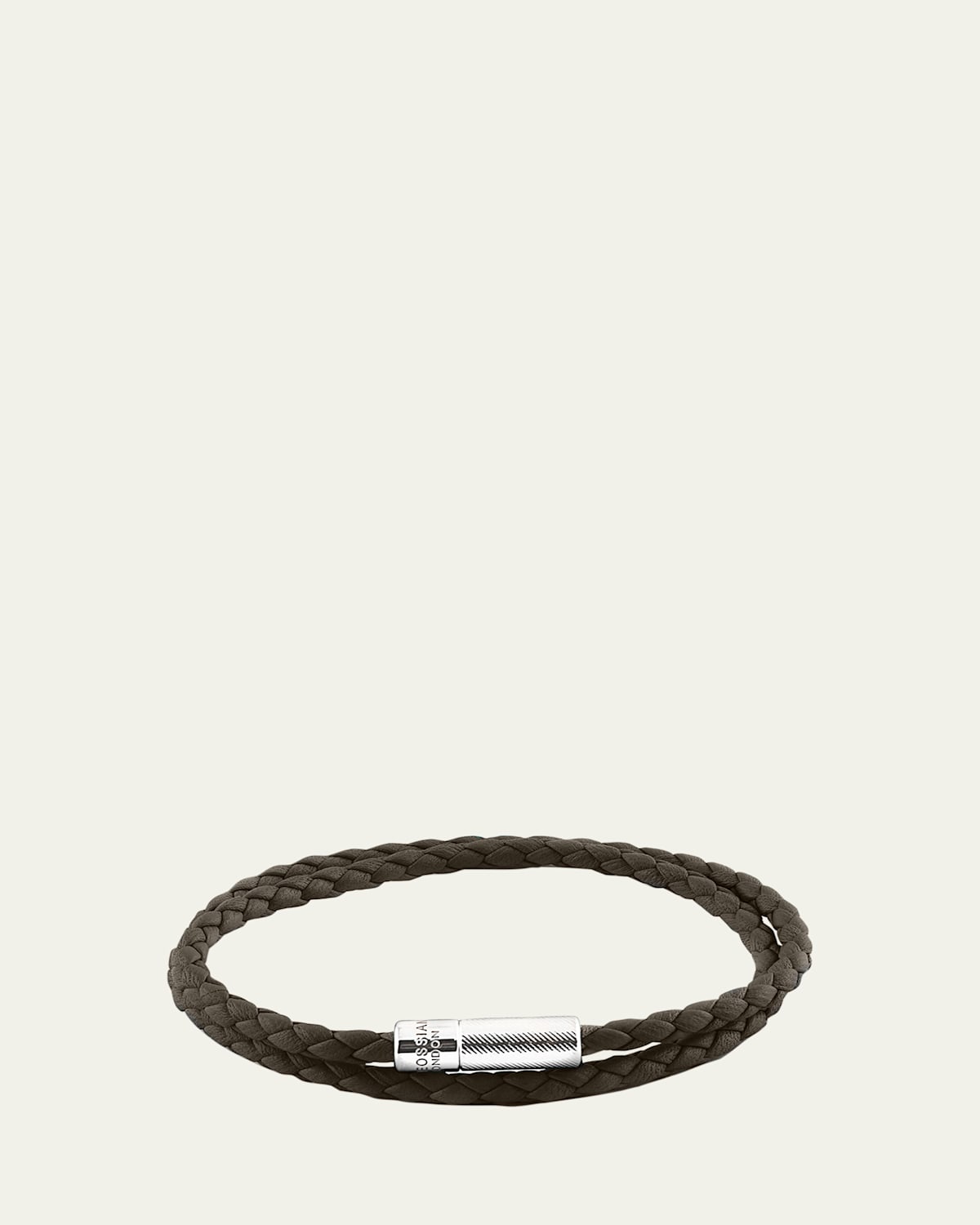 Tateossian Men's Braided Leather Double-Wrap Bracelet