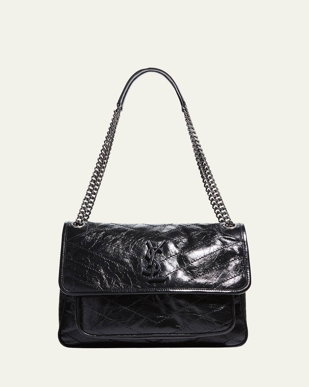 Saint Laurent Niki Medium Flap YSL Shoulder Bag in Crinkled Leather Smart Closet