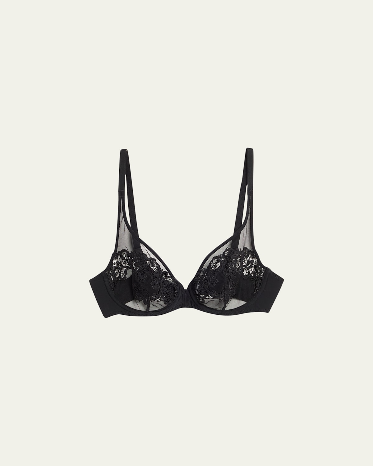 Simone Perele Saga Sheer Plunge Bra In Black Pattern