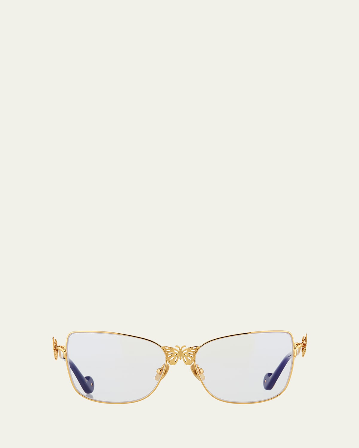 Anna-karin Karlsson Le Papillon Cat-eye Optical Frames W/ 3d Butterfly Detail, Gold