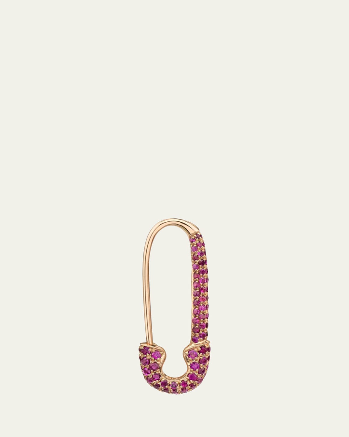 18k Rose Gold Ruby Safety Pin Earring, Single, Left