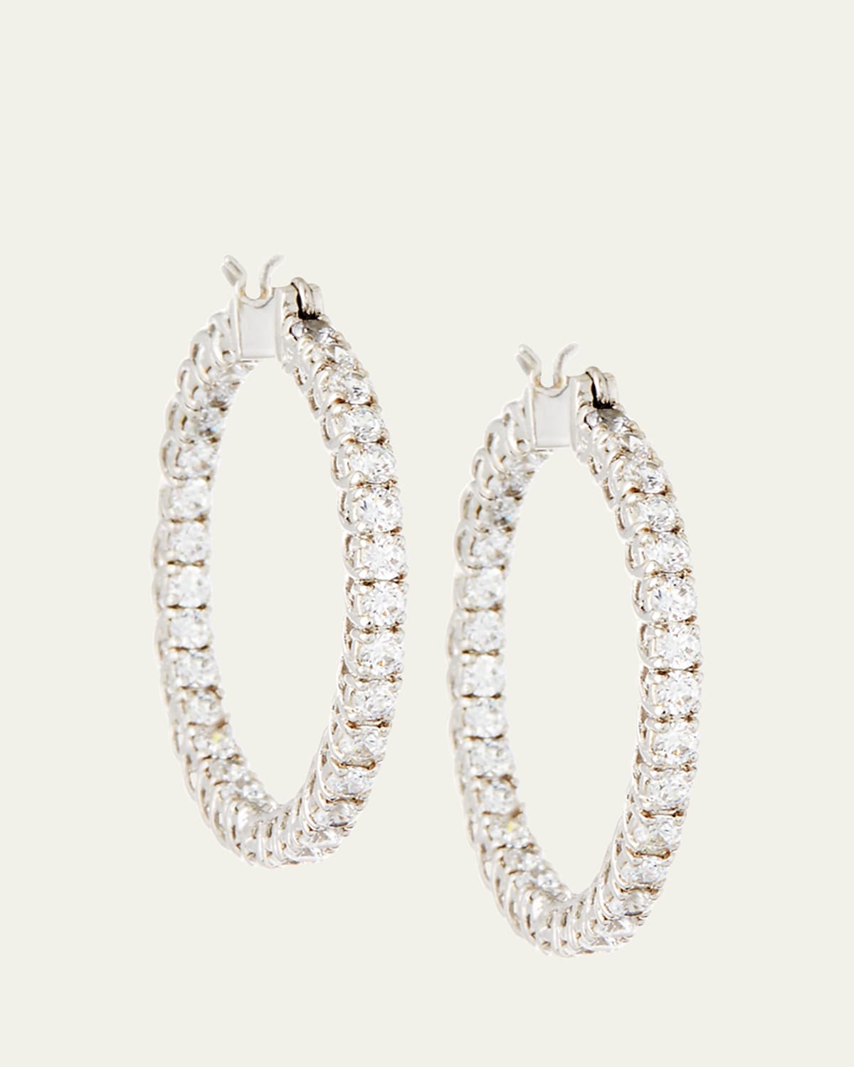 Fantasia by DeSerio Large Cubic Zirconia Hoop Earrings, 3.2 TCW | Thumbnail 4 Fantasia by DeSerio Large Cubic Zirconia Hoop Earrings, 3.2 TCW | Thumbnail 4