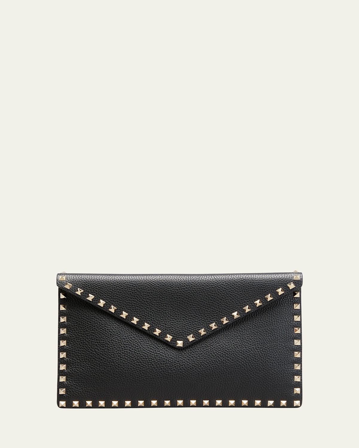 Valentino Garavani Rockstud Large Envelope Clutch Bag In Black
