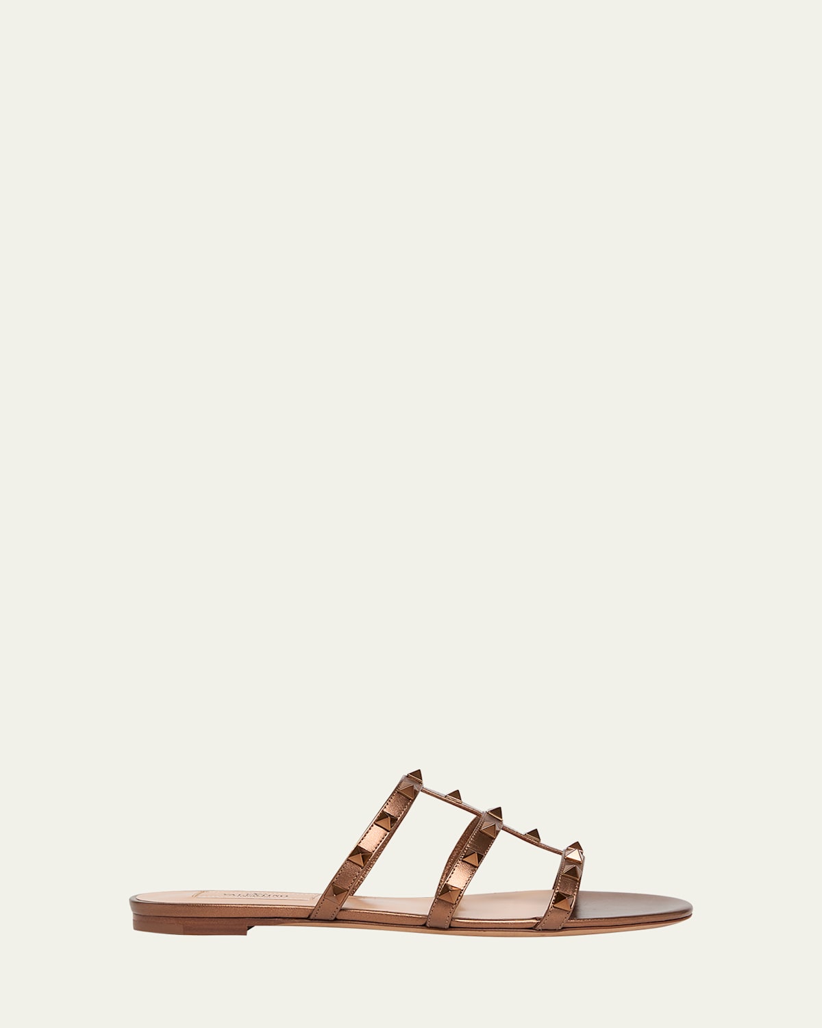 Valentino Garavani Rockstud Metallic City Flat Slide Sandals