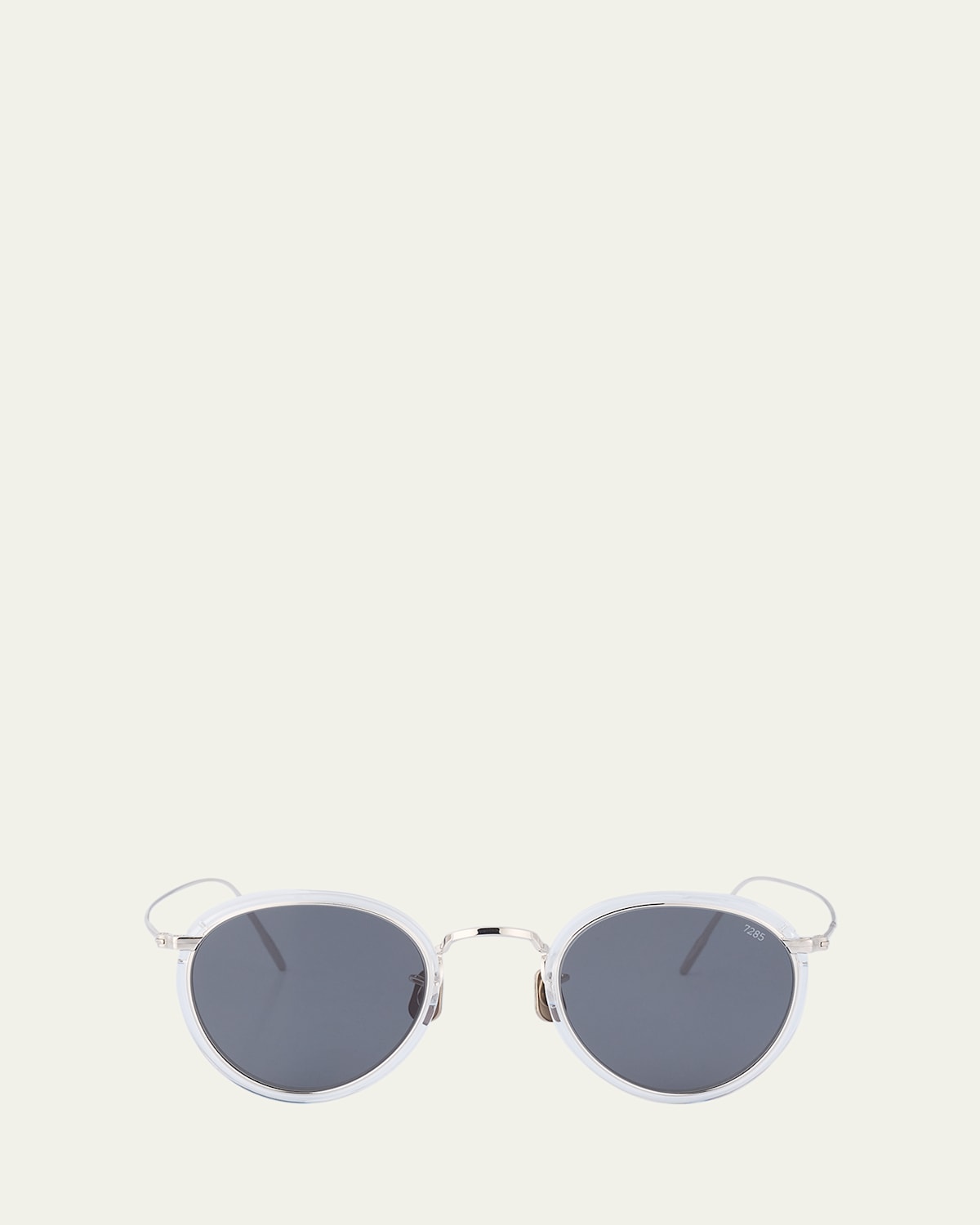 Men's 717E Round Acetate-Wrapped Metal Sunglasses
