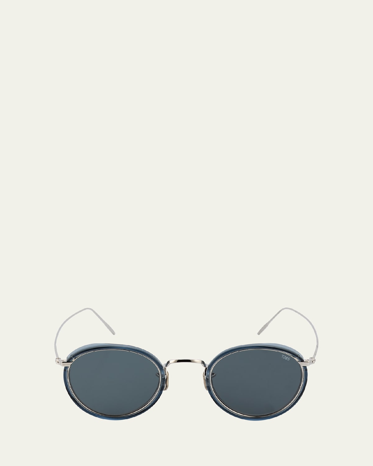 Men's 717E Round Acetate-Wrapped Metal Sunglasses