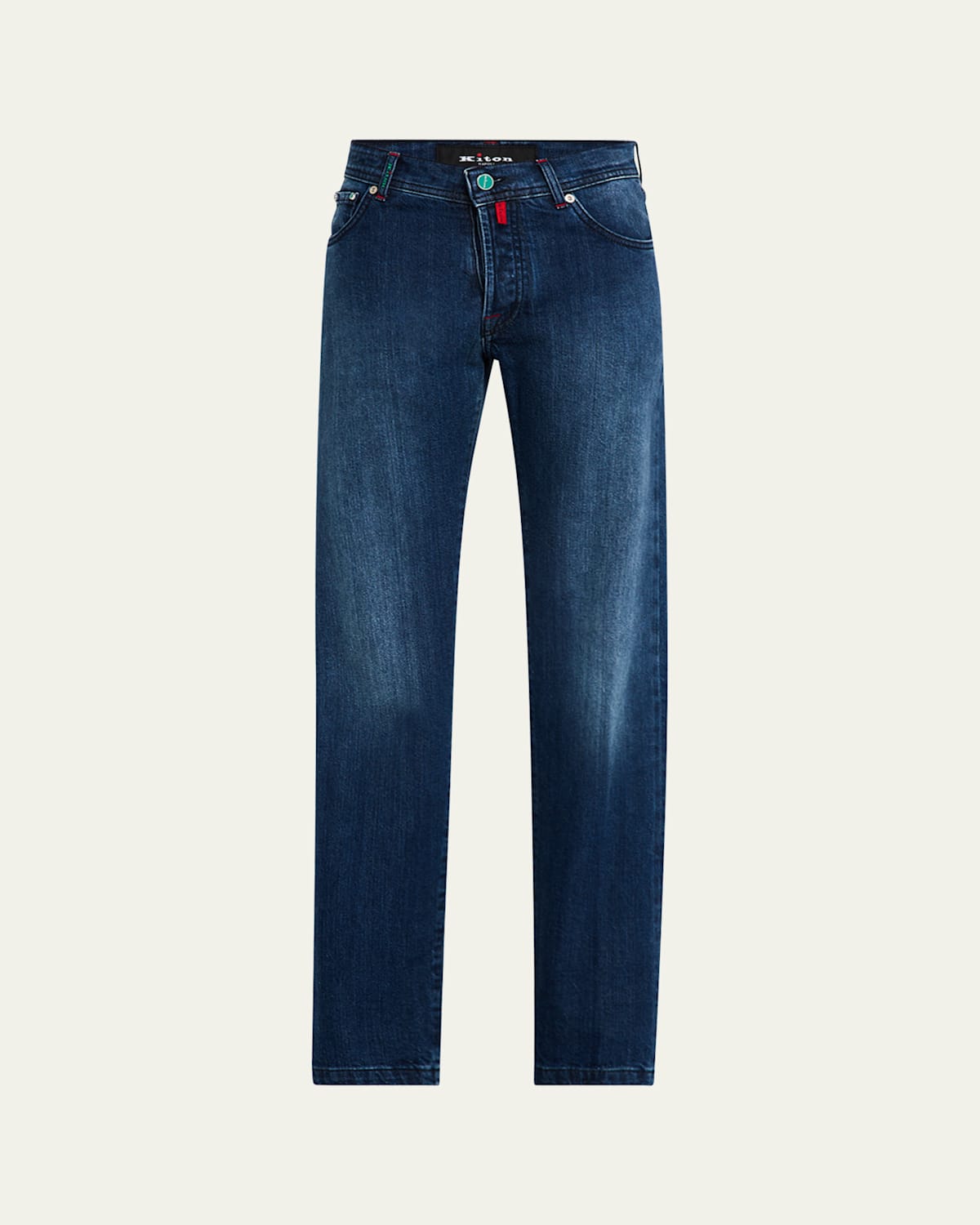 Kiton Stonewashed Straight-leg Jeans In Blue